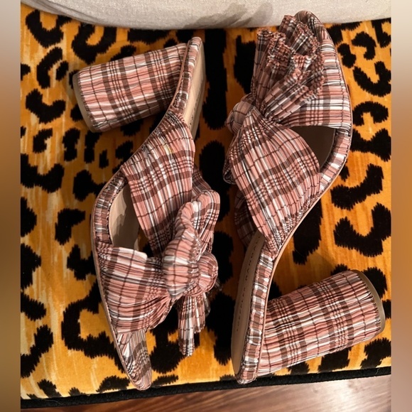 LOEFFLER RANDALL Penny Plaid Bow Heels Mules EUC - Picture 8 of 9